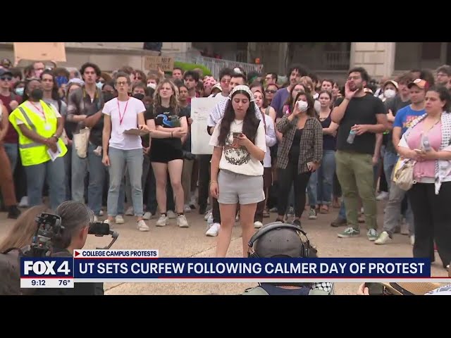 ⁣UT Austin sets curfew following calmer day of pro-Palestinian protests
