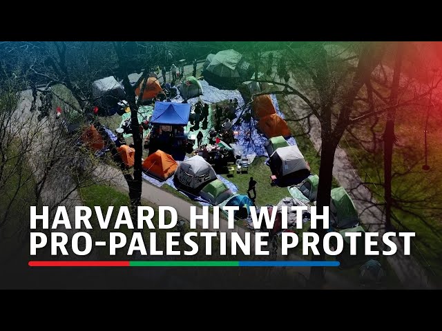 ⁣Drone video shows pro-Palestinian camp protest at Harvard | ABS CBN News
