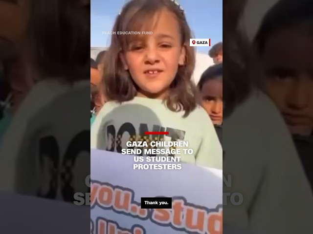 ⁣Gaza children send message to US student protesters
