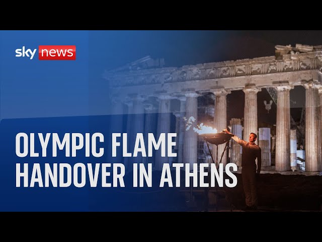 ⁣Watch live: Olympic flame handover ceremony in Athens