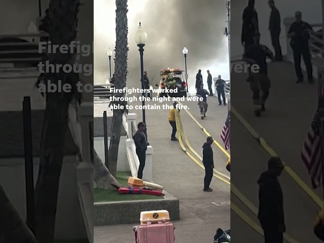 Fire engulfs building on iconic Southern California pier #Shorts