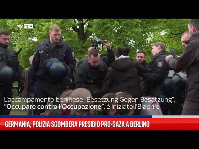 ⁣Germania, polizia sgombera presidio pro-Gaza a Berlino