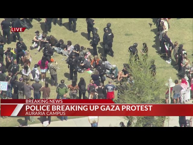 ⁣Officers detain pro-Palestine protestors at Denver’s Auraria campus