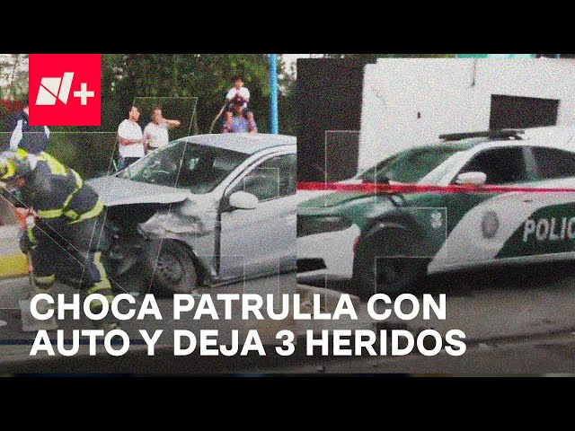 ⁣Patrulla choca con auto en la Gustavo A. Madero, hay tres heridos - Las Noticias