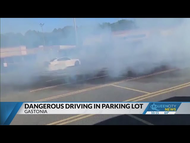 ⁣Dangerous driving captured in Gastonia parking lot