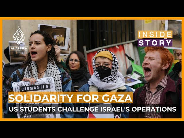 ⁣US students are protesting against: Israel's military operations in the Gaza strip