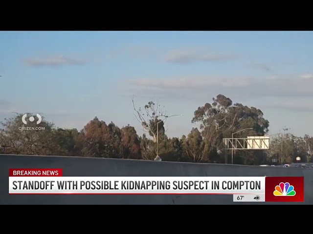 ⁣Car chase ends in standoff in Compton