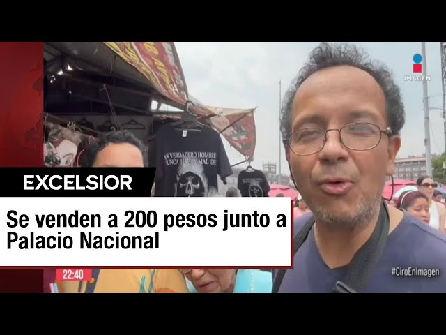 ⁣Playeras de la Santa Muerte a favor de López Obrador se venden junto a Palacio Nacional