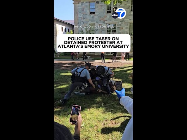⁣Police use Taser on detained protester at Atlanta's Emory University