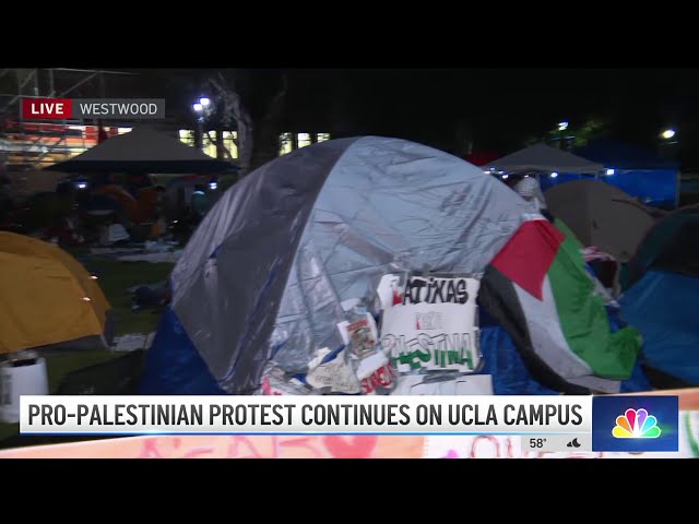 ⁣Pro-Palestinian encampments continue on UCLA campus