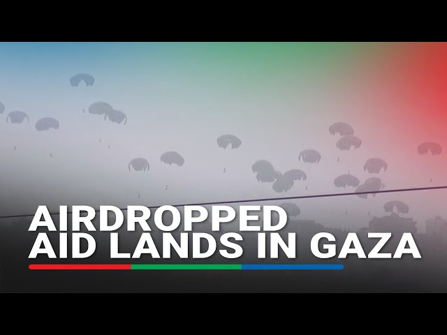 ⁣Airdropped aid lands in Gaza as blast, smoke seen near border with Israel | ABS CBN News