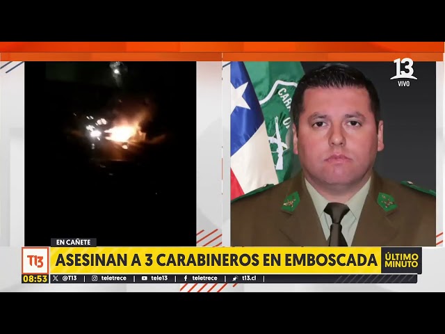 ⁣Registros muestran el momento en el que la patrulla de carabineros se quema en Cañete