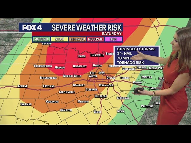 ⁣Dallas weather: Severe weather potential on Saturday, April 27
