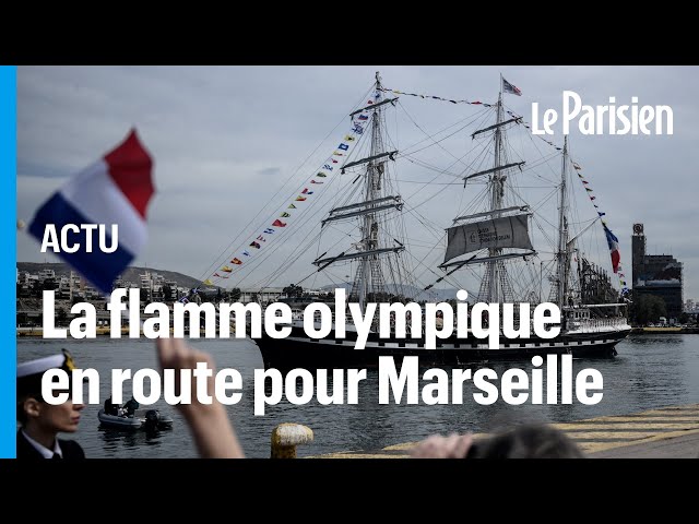⁣JO Paris 2024 : la flamme olympique en route vers Marseille à bord du Belem