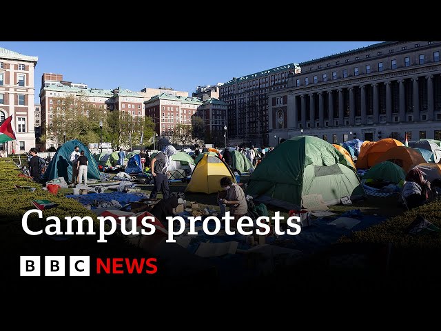 ⁣Gaza protests continue on US university campuses | BBC News| BBC News