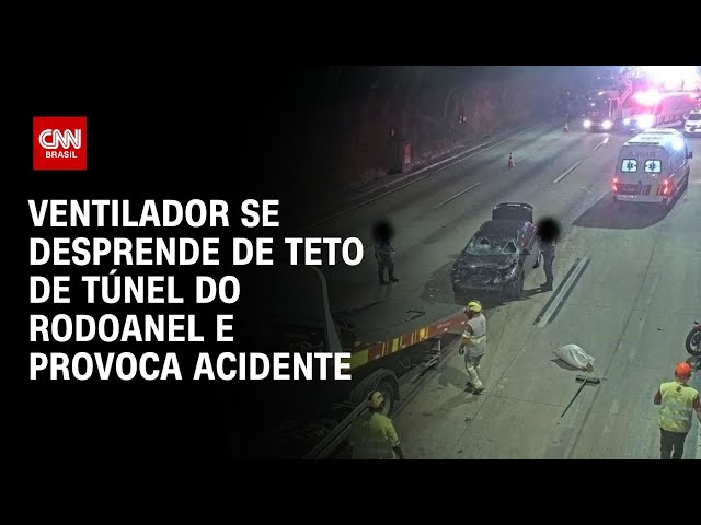 ⁣Ventilador se desprende de teto de túnel do Rodoanel e provoca acidente | CNN PRIME TIME