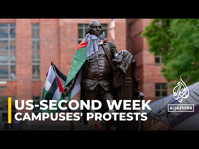 ⁣Pro-Palestine student protests spread in second week of demonstrations