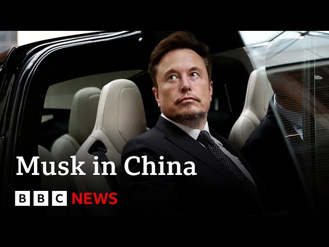 ⁣Elon Musk in China to discuss full self driving on Tesla cars say reports | BBC News