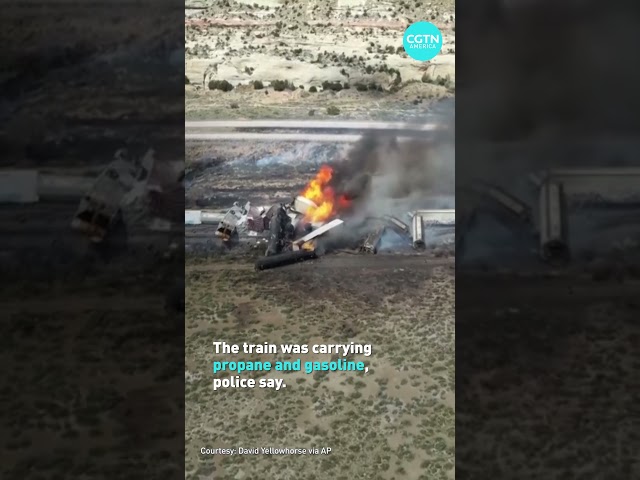 ⁣New Mexico train derailment leads to fire and evacuations