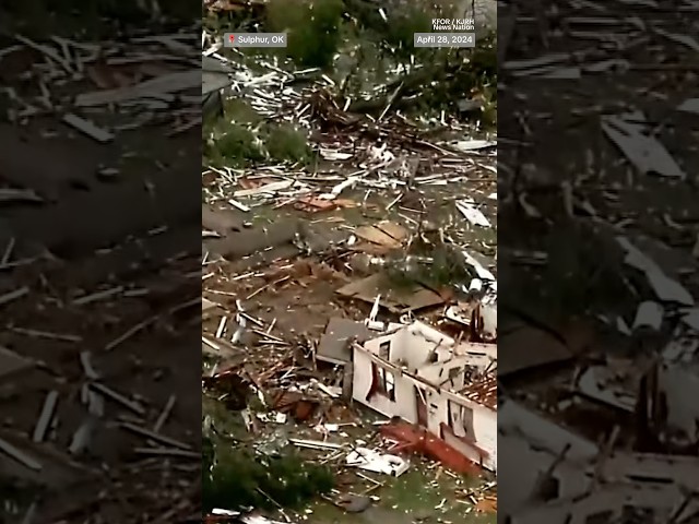⁣Drone video shows aftermath of deadly Oklahoma tornadoes