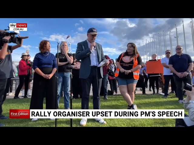 ⁣PM upsets organiser at rally against men’s violence in Canberra