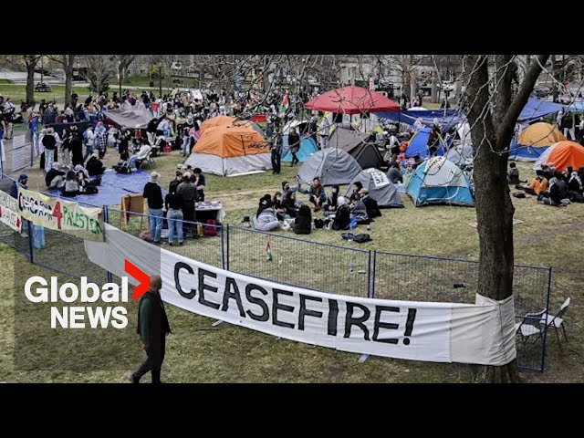 Anti-war protesters at Montreal’s McGill University demand divestment from Israel