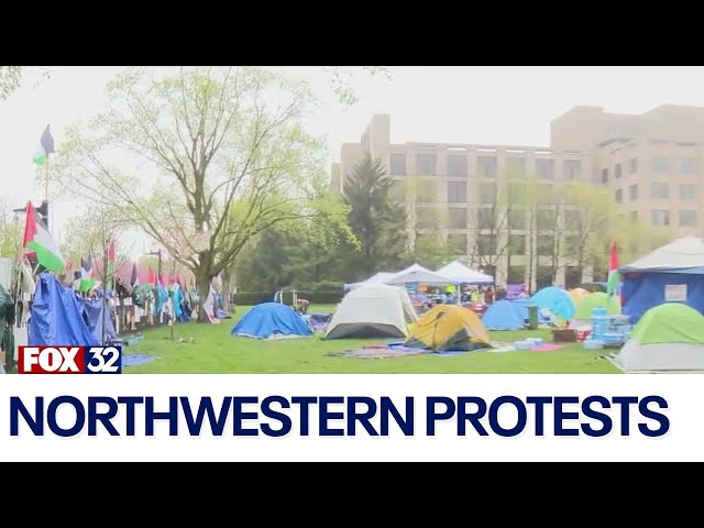 ⁣Pro-Palestinian protests continue at Northwestern University