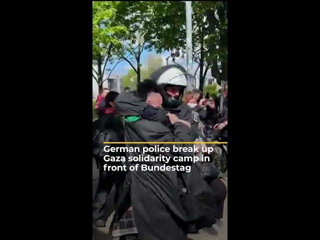⁣German police break up Gaza solidarity camp in front of Bundestag | #AJshorts