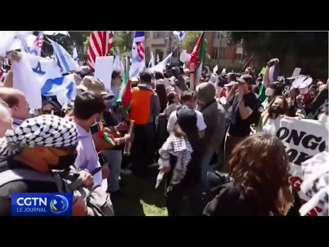⁣Aux États-Unis, des échauffourées entre manifestants pro-Israël et pro-Palestine à l'UCLA