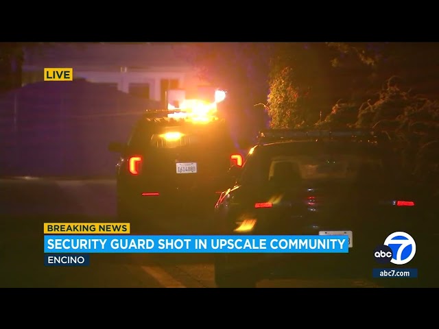 ⁣Security guard shot in upscale Encino community