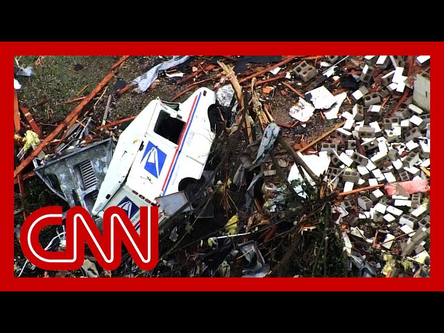 ⁣Drone footage shows devastating aftermath of Oklahoma tornadoes