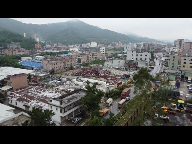 ⁣Cleanup and repair underway in tornado-hit towns of China's Guangdong