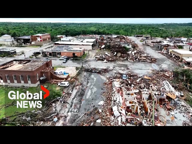 ⁣Oklahoma tornadoes: Drone video shows destruction, debris left in multiple cities