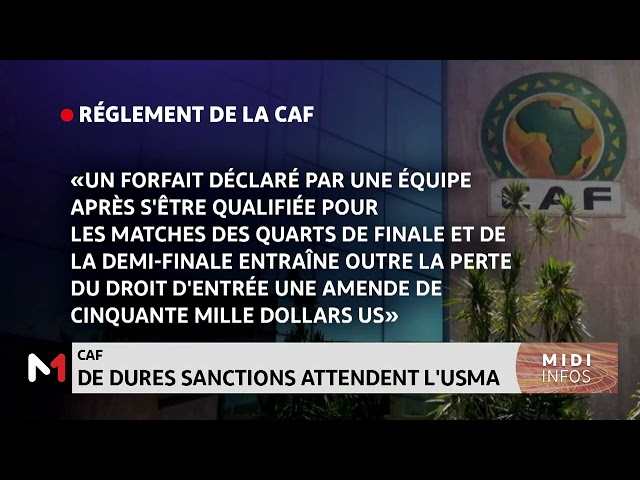 ⁣CAF : des dures sanctions attendent l´USMA