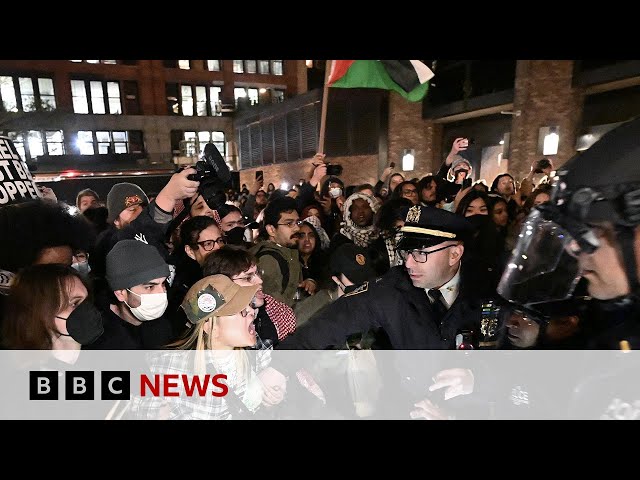 ⁣University protests: Protesters defy Columbia deadline to leave campus | BBC News