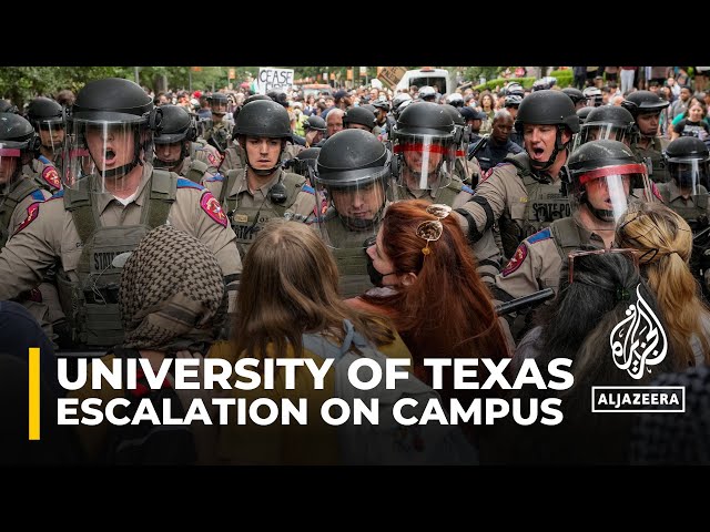 ⁣Standoff at University of Texas as troopers move to clear pro-Palestine protesters