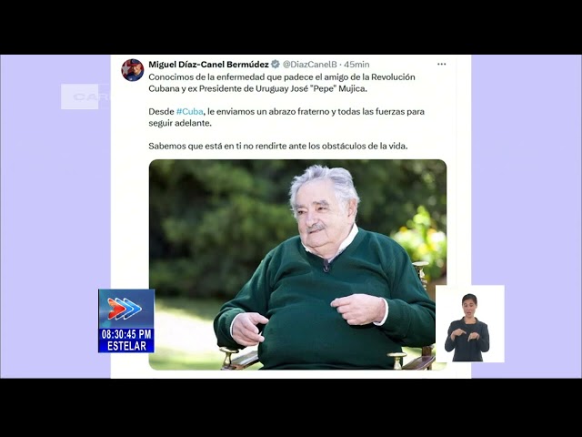 ⁣Presidente de Cuba envía saludo fraterno a Pepe Mujica tras conocer su enfermedad