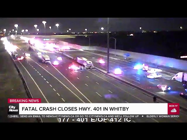 ⁣Fatal crash closes Highway 401 in Whitby