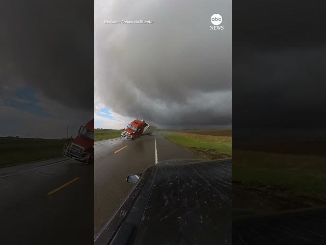 ⁣Semi-truck slams into oncoming vehicle in Nebraska as strong storms hit heartland