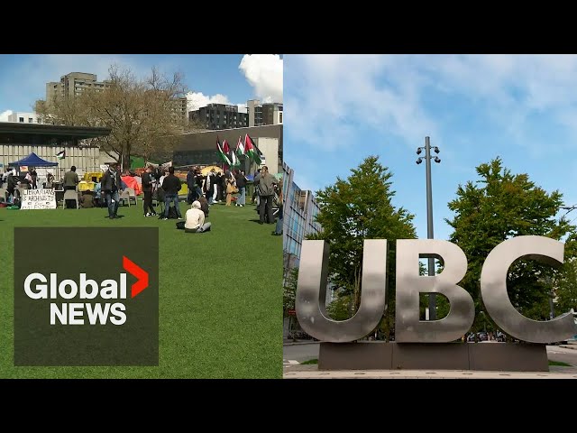 ⁣UBC pro-Palestinian protesters set up encampment on campus