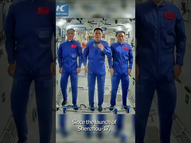 ⁣China's Shenzhou 17 crew bids farewell to space home