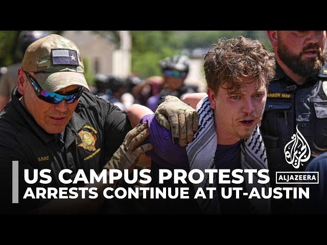 ⁣Police arrest more pro-Palestinian protesters at University of Texas-Austin