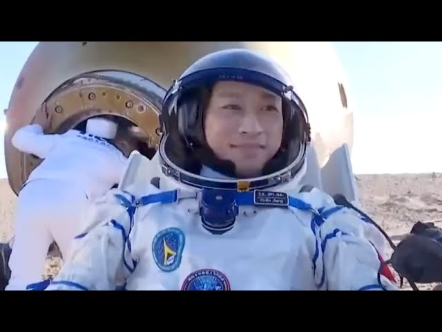⁣Shenzhou-17 astronaut Jiang Xinlin exits capsule upon return