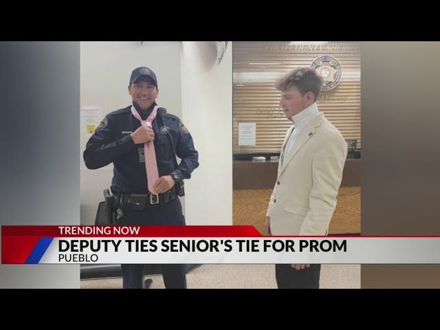 ⁣Pueblo County sheriff’s deputy helps student with necktie before prom