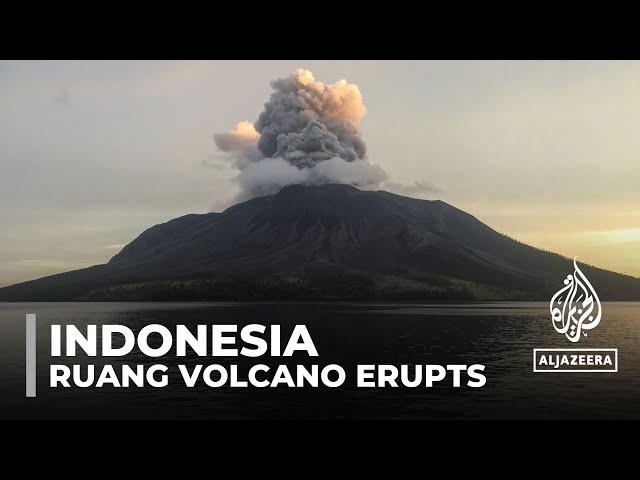 ⁣Indonesian authorities order evacuations after Mount Ruang volcano erupts again