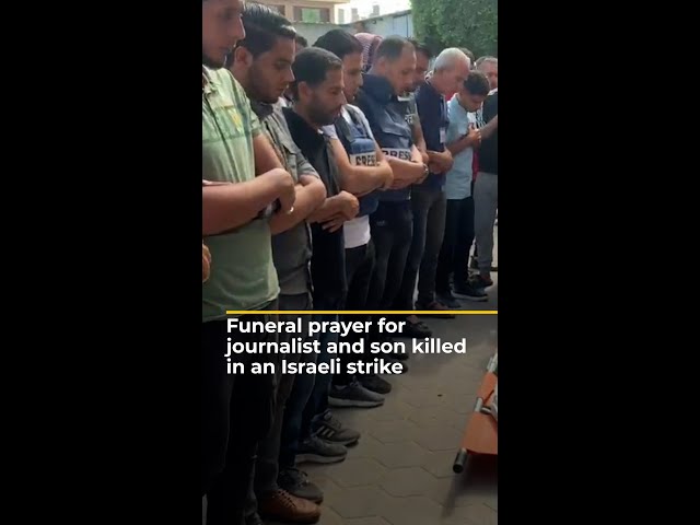 ⁣Funeral held for Gaza journalist and his son, who were killed in an Israeli strike | AJ #shorts