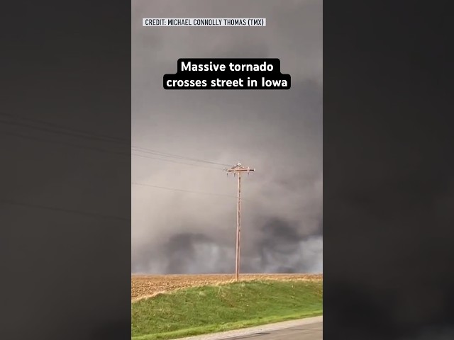 ⁣Massive tornado crosses street in Harlan, Iowa