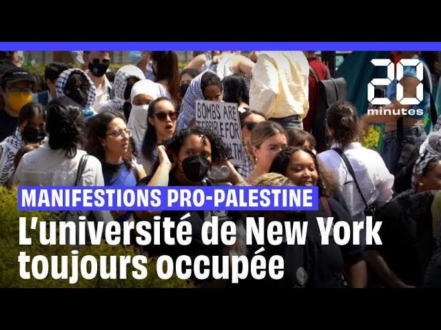 ⁣Des étudiants propalestiniens refusent de quitter le campement à l'université Columbia de New Y