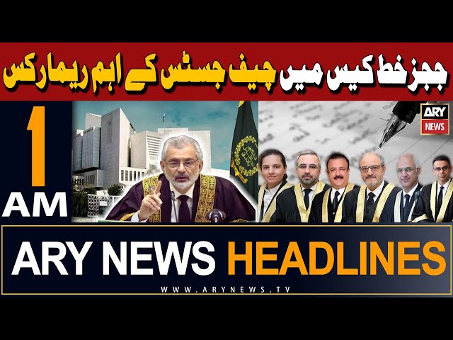 ⁣ARY News 1 AM Headlines | 1st May 2024 | CJP Isa's Important Remarks in Judges' Case