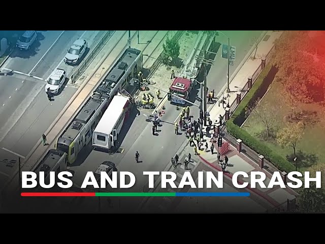 ⁣Bus and train crash in Los Angeles, injuring dozens